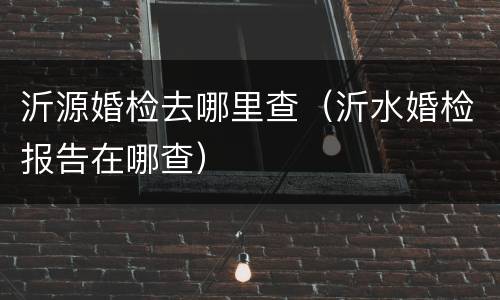 沂源婚检去哪里查（沂水婚检报告在哪查）