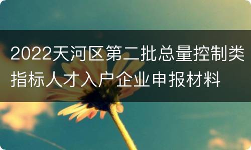 2022天河区第二批总量控制类指标人才入户企业申报材料