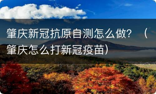 肇庆新冠抗原自测怎么做？（肇庆怎么打新冠疫苗）