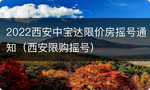 2022西安中宝达限价房摇号通知（西安限购摇号）