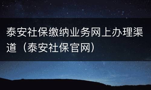 泰安社保缴纳业务网上办理渠道（泰安社保官网）
