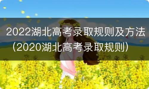 2022湖北高考录取规则及方法（2020湖北高考录取规则）