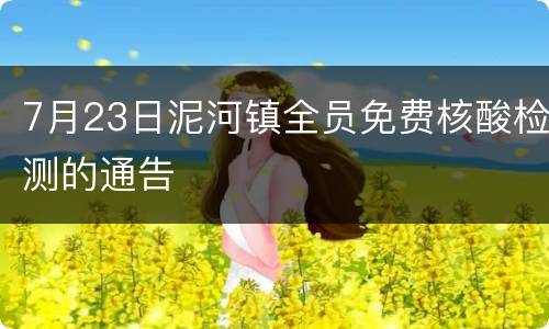 7月23日泥河镇全员免费核酸检测的通告