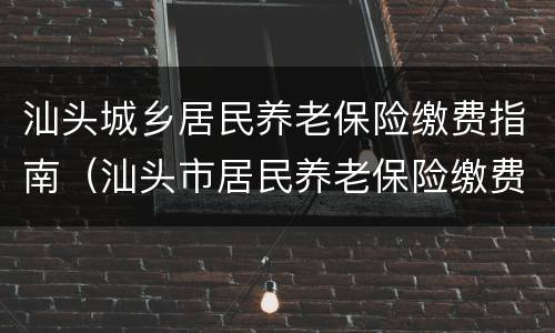 汕头城乡居民养老保险缴费指南（汕头市居民养老保险缴费标准）
