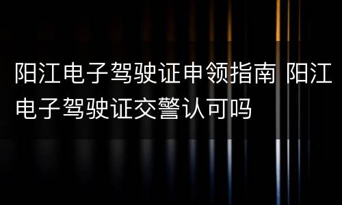 阳江电子驾驶证申领指南 阳江电子驾驶证交警认可吗