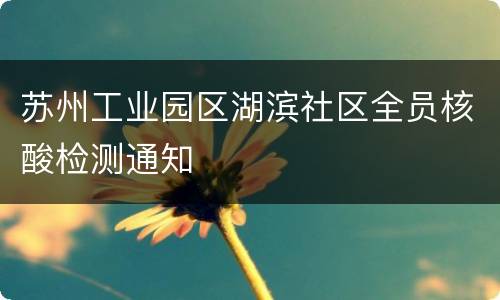 苏州工业园区湖滨社区全员核酸检测通知