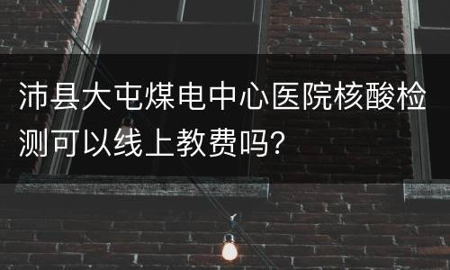 沛县大屯煤电中心医院核酸检测可以线上教费吗？