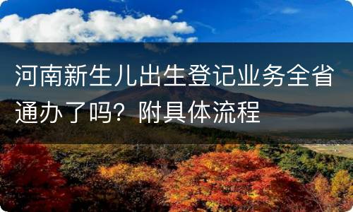 河南新生儿出生登记业务全省通办了吗？附具体流程