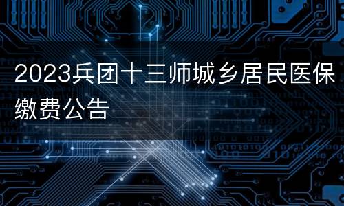 2023兵团十三师城乡居民医保缴费公告