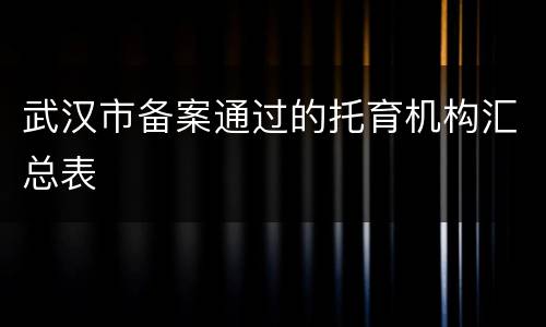 武汉市备案通过的托育机构汇总表