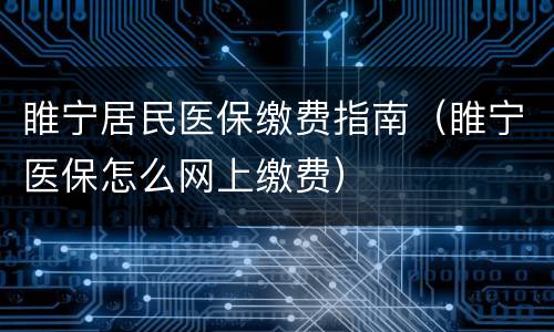 睢宁居民医保缴费指南（睢宁医保怎么网上缴费）