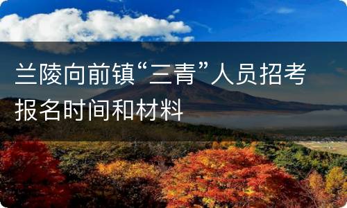兰陵向前镇“三青”人员招考报名时间和材料