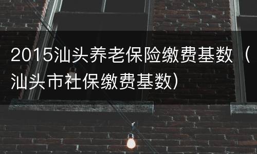 2015汕头养老保险缴费基数（汕头市社保缴费基数）
