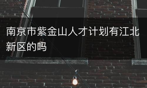 南京市紫金山人才计划有江北新区的吗