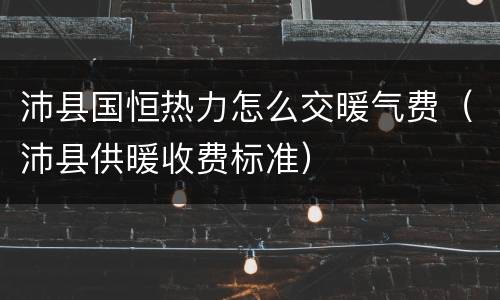 沛县国恒热力怎么交暖气费（沛县供暖收费标准）
