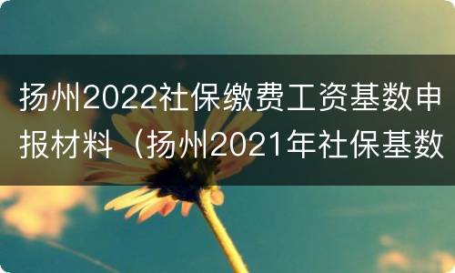 扬州2022社保缴费工资基数申报材料（扬州2021年社保基数）