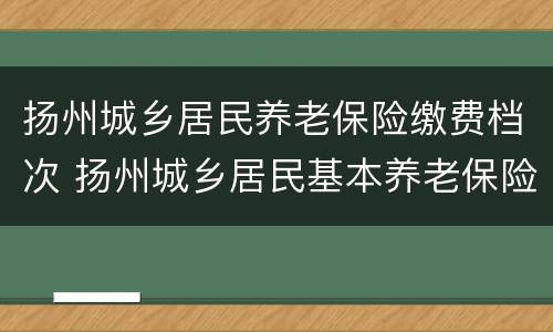 扬州城乡居民养老保险缴费档次 扬州城乡居民基本养老保险