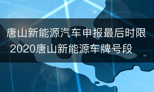 唐山新能源汽车申报最后时限 2020唐山新能源车牌号段