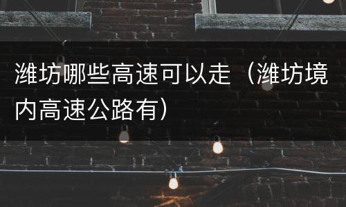 潍坊哪些高速可以走（潍坊境内高速公路有）
