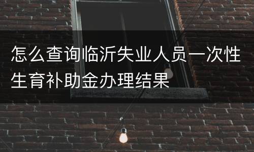 怎么查询临沂失业人员一次性生育补助金办理结果