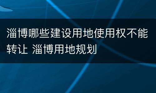 淄博哪些建设用地使用权不能转让 淄博用地规划