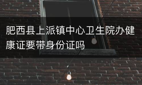 肥西县上派镇中心卫生院办健康证要带身份证吗
