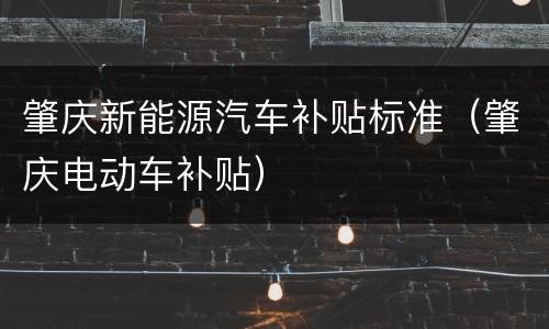肇庆新能源汽车补贴标准（肇庆电动车补贴）