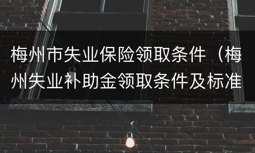梅州市失业保险领取条件（梅州失业补助金领取条件及标准2020）
