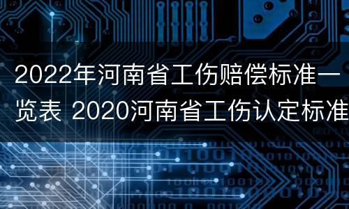 2022年河南省工伤赔偿标准一览表 2020河南省工伤认定标准及赔偿