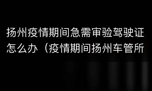 扬州疫情期间急需审验驾驶证怎么办（疫情期间扬州车管所上班吗）
