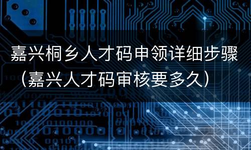 嘉兴桐乡人才码申领详细步骤（嘉兴人才码审核要多久）