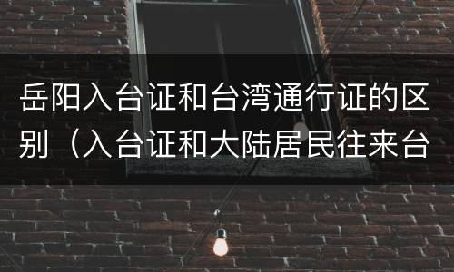 岳阳入台证和台湾通行证的区别（入台证和大陆居民往来台湾通行证）