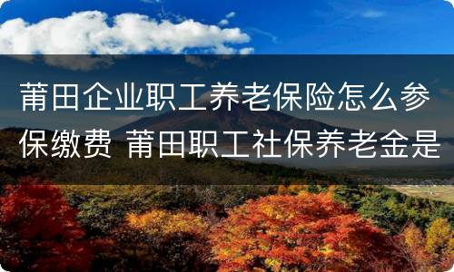 莆田企业职工养老保险怎么参保缴费 莆田职工社保养老金是多少