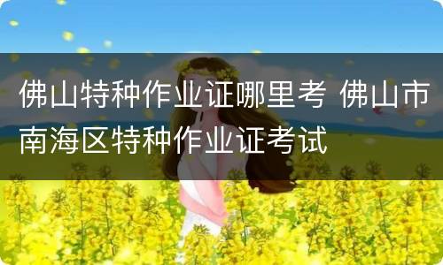 佛山特种作业证哪里考 佛山市南海区特种作业证考试