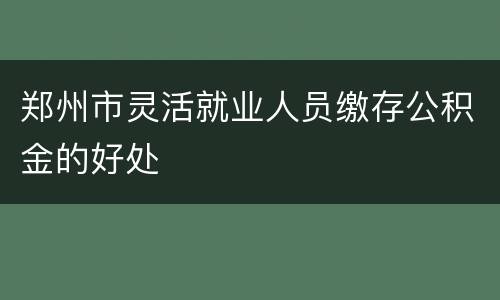 郑州市灵活就业人员缴存公积金的好处