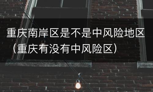 重庆南岸区是不是中风险地区（重庆有没有中风险区）