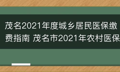 茂名2021年度城乡居民医保缴费指南 茂名市2021年农村医保缴费截止日期