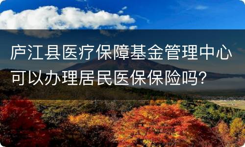 庐江县医疗保障基金管理中心可以办理居民医保保险吗？