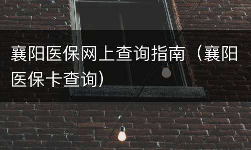 襄阳医保网上查询指南（襄阳医保卡查询）