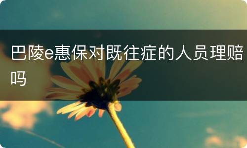 巴陵e惠保对既往症的人员理赔吗