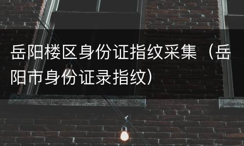 岳阳楼区身份证指纹采集（岳阳市身份证录指纹）