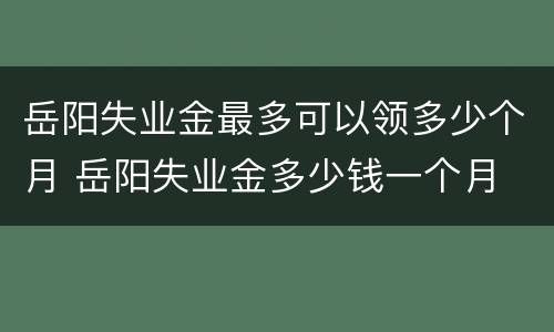 岳阳失业金最多可以领多少个月 岳阳失业金多少钱一个月