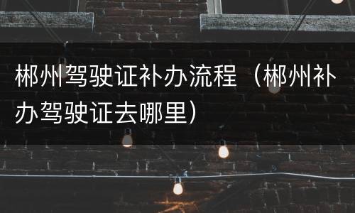 郴州驾驶证补办流程（郴州补办驾驶证去哪里）