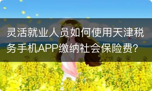 灵活就业人员如何使用天津税务手机APP缴纳社会保险费？