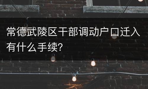常德武陵区干部调动户口迁入有什么手续？