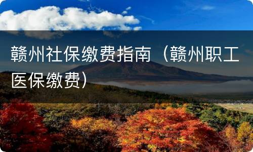 赣州社保缴费指南（赣州职工医保缴费）