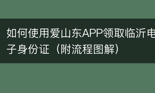 如何使用爱山东APP领取临沂电子身份证（附流程图解）