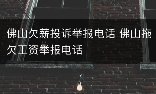佛山欠薪投诉举报电话 佛山拖欠工资举报电话