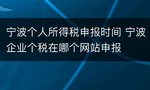 宁波个人所得税申报时间 宁波企业个税在哪个网站申报