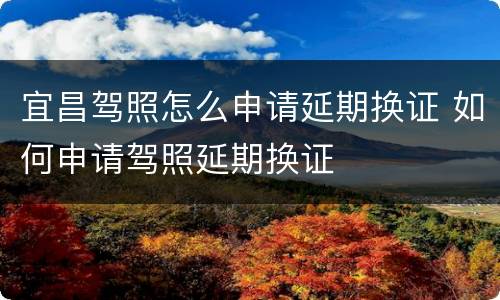 宜昌驾照怎么申请延期换证 如何申请驾照延期换证